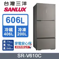 在飛比找PChome24h購物優惠-【SANLUX 台灣三洋】606L 變頻大冷凍室一級三門電冰