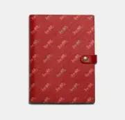Coach Notebook in Signature Canvas w/ Diagonal Horse & Carriage Print C7851 Red