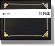 50 Pack Certificate Holders, Diploma Holders, Document Covers with Gold Foil Border, by Better Office Products, for Letter Size Paper, 50 Count (Black)