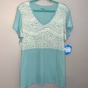 NWT Columbia Sportswear Stretch Tee Shirt Short Sleeve Aztec Knit Top Women's 2X