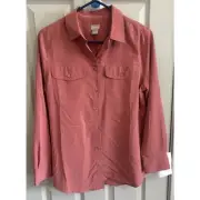 Chico's Women's Mauve Button-Up Long Sleeve Blouse Size 1 Medium Classiccore New