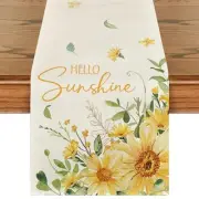 Hello Sunshine Sunflower Eucalyptus Summer Table Runner, Seasonal Spring
