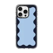 iPhone 16 Pro Clear Case MagSafe Compatible Blue Background Wavy Border