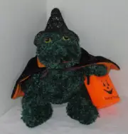 Russ Berrie Halloween glitter green Frog COUNT 10" with cape hat trick or treat