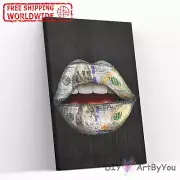 Paint By Numbers Kit Lips Dollars Money Abstract Brush Draw Kids Home Beginner