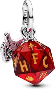 [PANDORA] Stranger Things 793564C01 Hellfire Club Cube Charm Pendant Made of Sterling Silver with Murano Glass, Compatible Moments Bracelets, Rot, Sterling Silver, No Gemstone