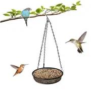 Metal Mesh Bird Feeder Platform - Hanging Tray for Garden, Attracts Birds