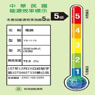 永新 YS-111S 分離式高鍋蓋不銹鋼 11人份電鍋 (9折)