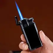 Jet Torch Lighter, Mini Butane Lighter Cool Lighter, Refillable Butane, Windproof Pocket Lighter for Camping, BBQ, Cooking, Welding & Baking (Gas Not Included) (Black)