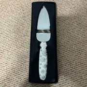 2 Saints Cake Knife Slicer Snowflake Flower Embellished Handle 10.75” X 2”
