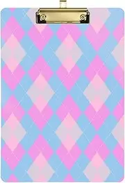 Peach and Purple Checkerboard Metal Mini clipboard Standard Hole for Homework Pediatric Size 9 x 12