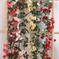 在飛比找樂天市場購物網優惠-仿真玫瑰花條吊頂空調管道裝飾藤蔓假花藤條遮擋客廳塑料纏繞植物