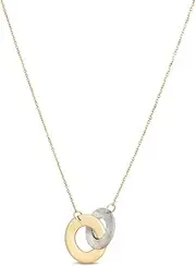 [JewelryWeb] 14k Polished Yellow Gold and Mother of Pearl Circles Necklace Spring-Ring Clasp Total Length Jump-Ring At 41 Centimeters .4mm Chain width 46 Centimeters Chain-Necklace for Women and Men