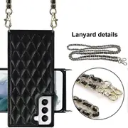 Rhombus Leather Shoulder Bag Phone Case Compatible Samsung S20plus ,samsung Metal Chain Soft Edge Phone Case For Girl And Woman