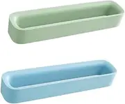 Cabilock 2Pcs Wall Mounted Slippers Organizer Space Saving Slipper Shelf with Self Adhesive Hooks Green and Blue Punch Installation for Tidy Home Storage