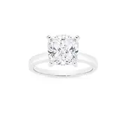 Silver 9mm Cushion Cz Solitaire Ring in Clear