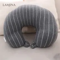 在飛比找momo購物網優惠-【LAMINA】風格條紋兩用午安枕x頸枕-1入(黑)
