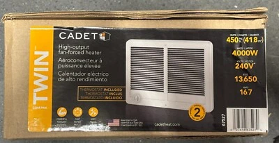 Cadet Com-Pak 4000W 240V Twin Complete Wall Heater with Thermostat, White 67527