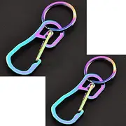 ALsmiley Carabiner Clip Retractable Ring Set Titanium Keychain Quick Release Hooks for Men Women