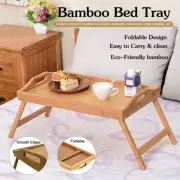 Bamboo Breakfast Lap Tray Over Bed Serving Tray Folding Legs Laptop Table
