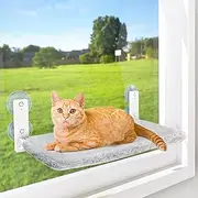 AMOSIJOY Cordless Window Perch Cat Hammock, Large Window Beds With 4 Suction Cups & Solid Metal Frame, Foldable Seat for Indoor Cats (Medium)
