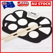 Folding Drum Pad Kit Silicone with Drumsticks Foot Pedals Percussion Instrument