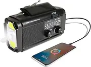 Kaito KA278 Emergency Radio – AM/FM NOAA Weather Radio and 4,000 mAh Power Bank Rechargeable with Solar Panel and Hand Crank (Black)