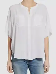 NEW $165 Splendid Women White Short-Sleeve Button Front Blouse Shirt Top Size XS