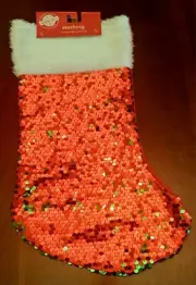 New Red Sequin Christmas Stocking, Christmas Decoration, Red