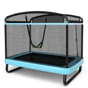 Costway 2-IN-1 Kids Trampoline w/Enclosure security Net Pad & Swing Blue