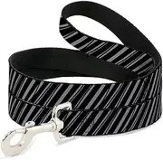Buckle-Down Pet Leash - Diagonal Stripes Scribble Gray/Black - 4 Feet Long - 1" Wide