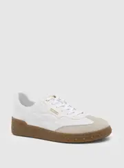 GUESS White Iquilt Low-Top Sneaker Size: 10, Synthetic