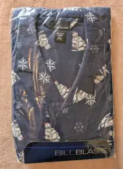 New Vintage Bill Blass Polar Bear Long Sleeve Long Leg Flannel Pajamas Size XL