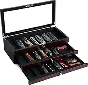 Bonaking Knife Display Case Three-Tier Pocket Knife Case Box Storage for 22-26 Pocket Knives Pocket Knife Collection Case Organizer for Men Gift (Ebony veneer 22 slot)