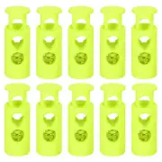 30Pcs 4mm Cord Lock Plastic Double Hole Spring Toggle Stoppers, Bright Green