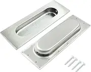 Hitefu 4.72 Inch Recessed Finger Flush Pulls for Pocket Door, Stylish Closet Door Kitchen Cabinet Handles, Brushed Stainless Steel Sliding Cupboard Door Handle Rectangular Hardware, 2 Pack