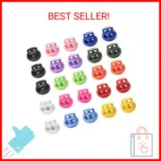 25Pcs Multicolor Cord Lock End Toggle Double Hole Spring Stopper Fastener Slider
