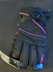 HEAD Dupont Sorona Girls Junior Ski Glove in Black-Pink, Size L 10-14