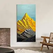 Hand Painted Modern Style Abstract - Modern Large Size Canvas Wall Art,Sunset Mountain Peak Texture Painting,Sofa Background Living Room Bedroom Home Decorations,As Shown,80 X 160 Cm(32"X63")