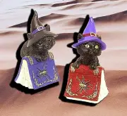 Black Cat Familiar Witch on Spell Book of Shadows Grimoire Practical Magic Cutie