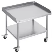 Stainless Steel Work Table, 30 x 36 x 30 Inch Commercial Food Prep Worktable with 4 Wheels, Casters, 3-Sided Backsplash Heavy Duty Prep Worktable, Metal Work Table for Restaurant Home