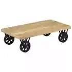 Coffee Table Side Table Sofa End Table with Wheels Solid Wood Mango vidaXL
