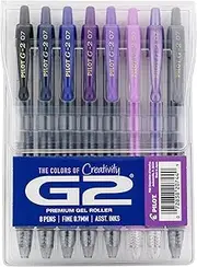 Pilot, G2 Premium Gel Roller Pens, G2 Boost Purples Pack, The Colors of Creativity, 8 Pack Pouch, Fine Point 0.7 mm, Assorted