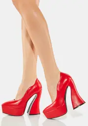 [Lamoda] Red Phony Love Platform Heels