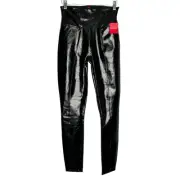 Spanx Faux Patent Leather Leggings Classic Black Size S Petite NEW