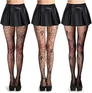 [Abberrki] Womens Halloween Stockings Skull Fishnet Tights Spider Web Fishnets