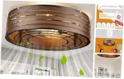 20'' Flush-Mount Ceiling Fan with Dimmable-Light and 20" Black walnut-Round
