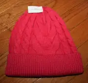 NWT Women's Banana Republic Cuff Knit Winter Hat Beanie Cable Knit Pink *C2