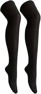 [VIGUEUR] Women's Opaque Thigh High Stockings, Over Knee Boot Socks, Stretchy Nylon, Black