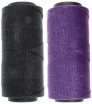 2 Knot It Waxed Polyester Cord 1mm Diameter 144M Spools (Black, Violet)